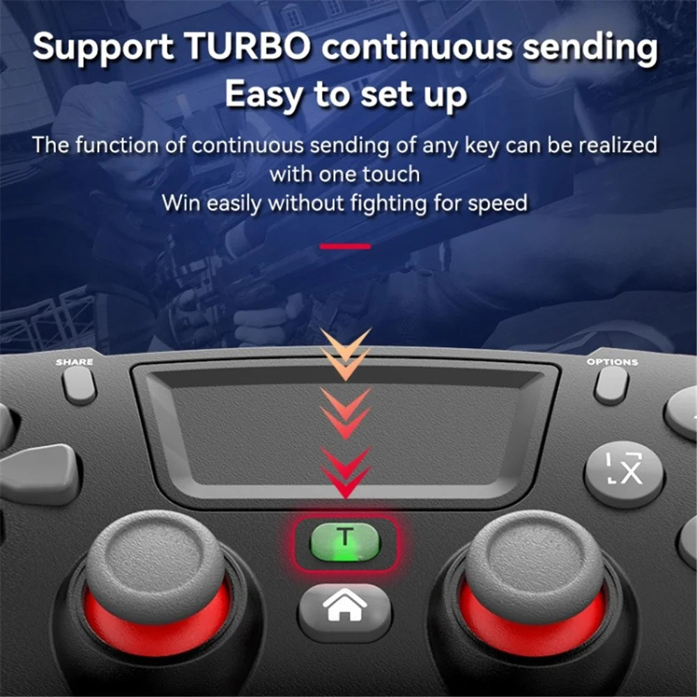 P06 Wireless Game Controller with Six Axis Gyroscope Dual Vibration Gamepad for PS4 / Switch / PC / TV - Black+Red - 5