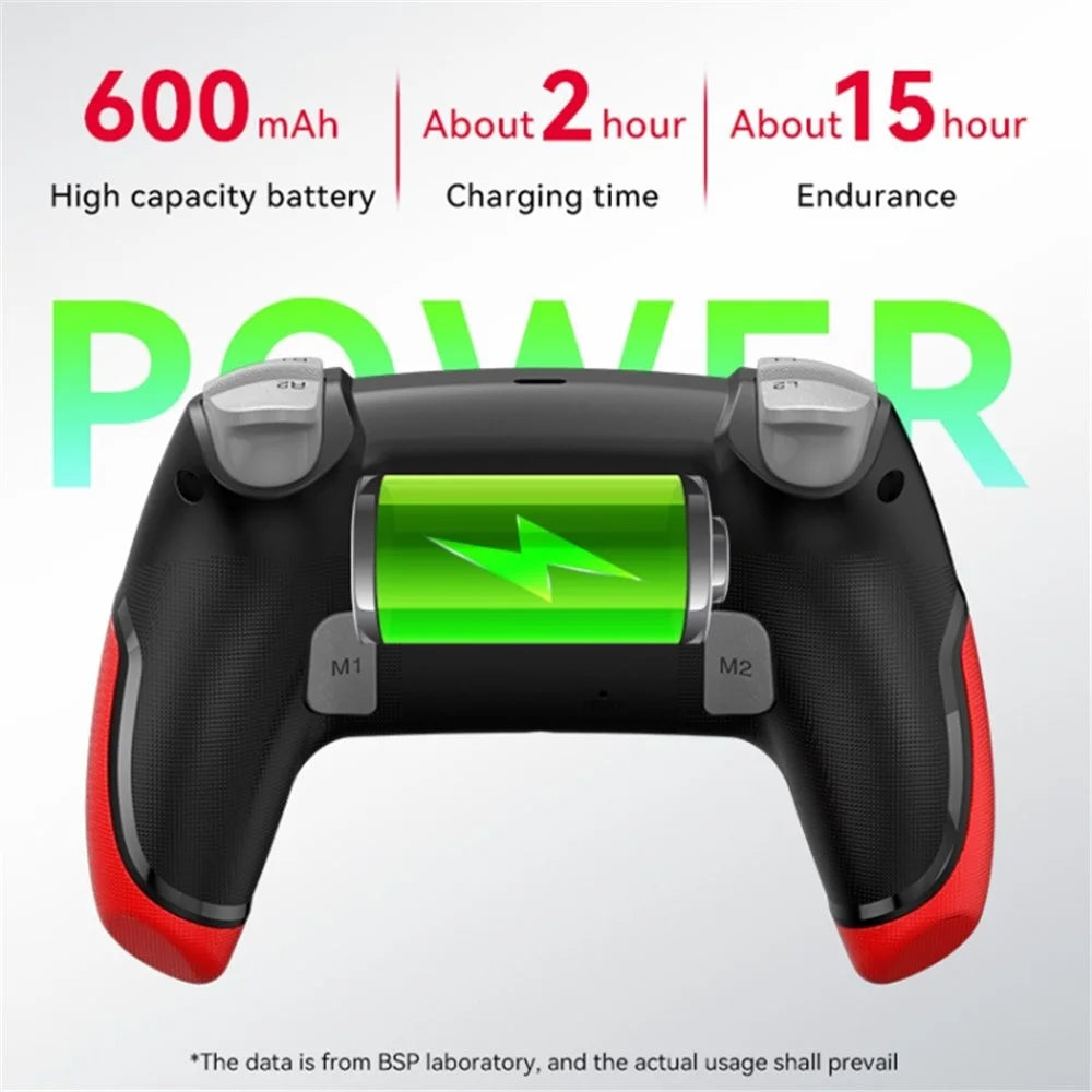 P06 Wireless Game Controller with Six Axis Gyroscope Dual Vibration Gamepad for PS4 / Switch / PC / TV - Black+Red - 7