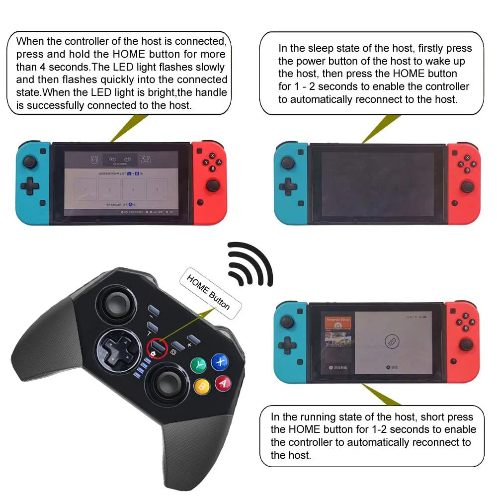 8579 Wireless Bluetooth-compatible Controller for Nintendo Switch Game Console Gamepad Support Turbo Function - Black - 6