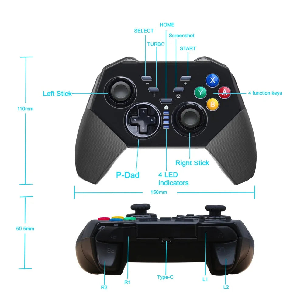 8579 Wireless Bluetooth-compatible Controller for Nintendo Switch Game Console Gamepad Support Turbo Function - Black - 7