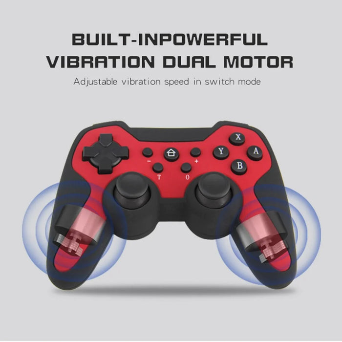 HS-SW516-517 For Nintendo Switch Controller Wireless Bluetooth-compatible Gamepad with Six-axis Gyroscope - Red  /  Black - 4