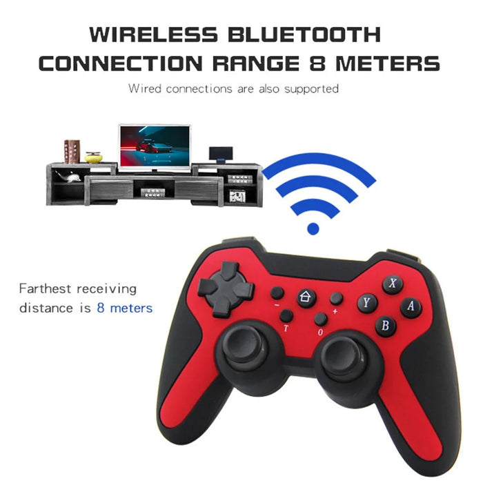 HS-SW516-517 For Nintendo Switch Controller Wireless Bluetooth-compatible Gamepad with Six-axis Gyroscope - Red  /  Black - 5