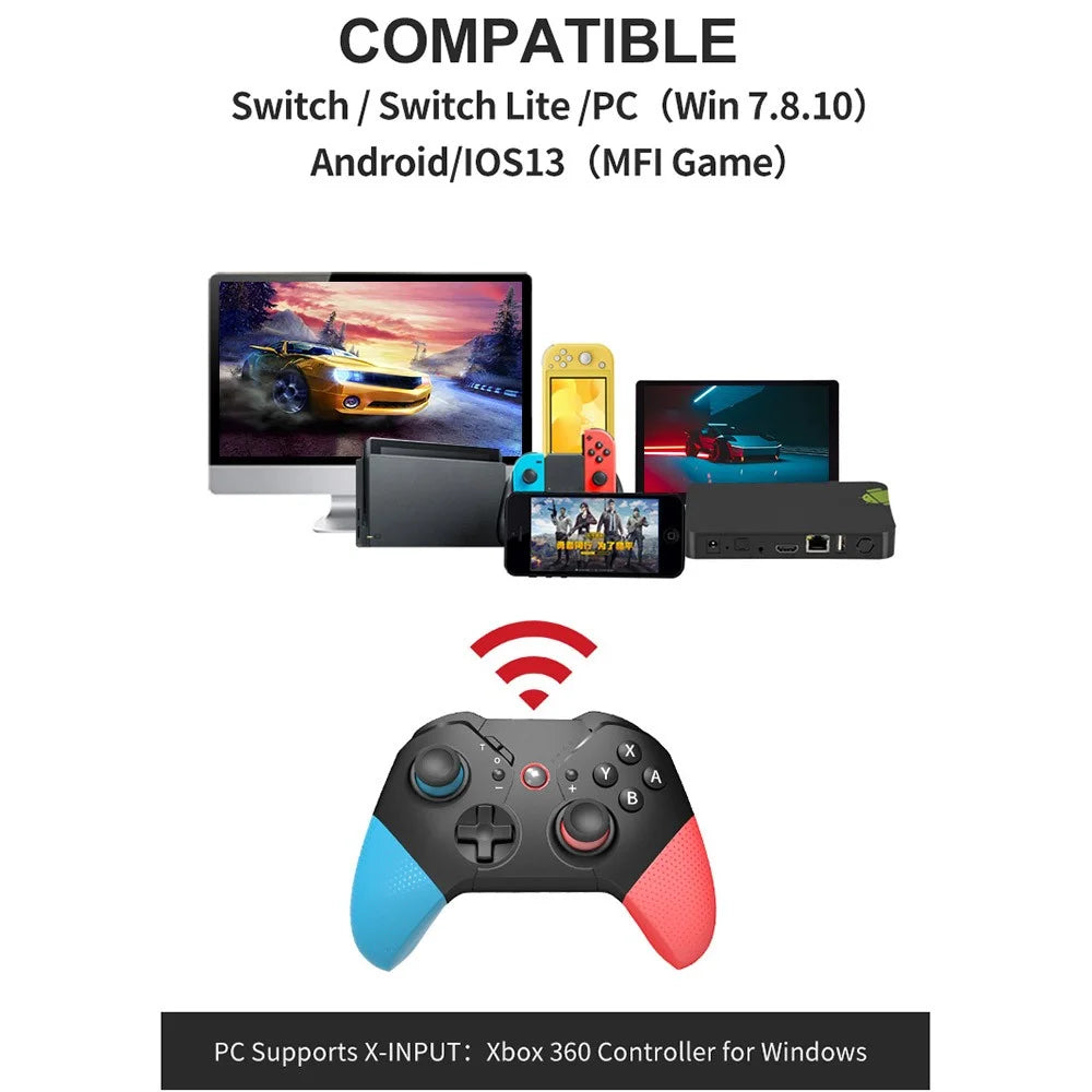 SW531 Wireless Gaming Controller for Nintendo Switch , Bluetooth-compatible Gamepad with LED Light - Red+Black+Blue - 2