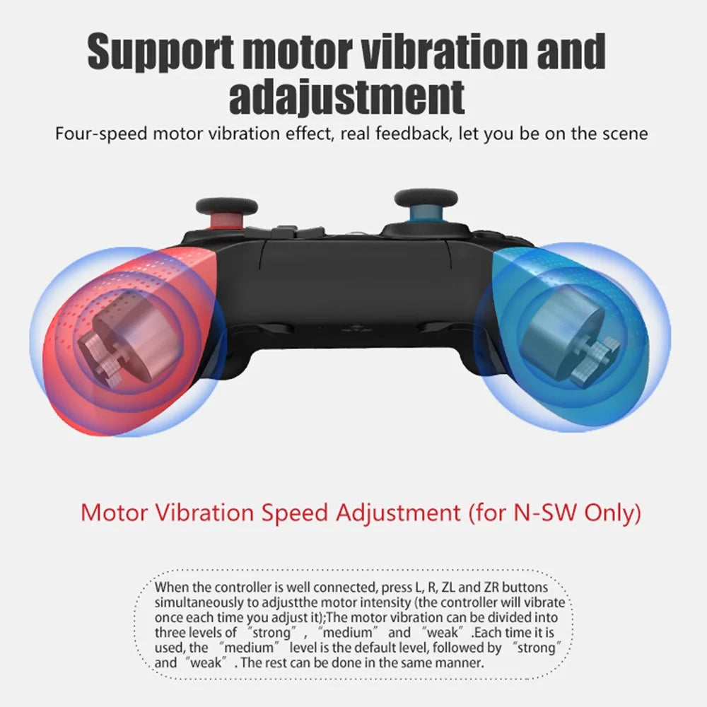 SW531 Wireless Gaming Controller for Nintendo Switch , Bluetooth-compatible Gamepad with LED Light - Red+Black+Blue - 3