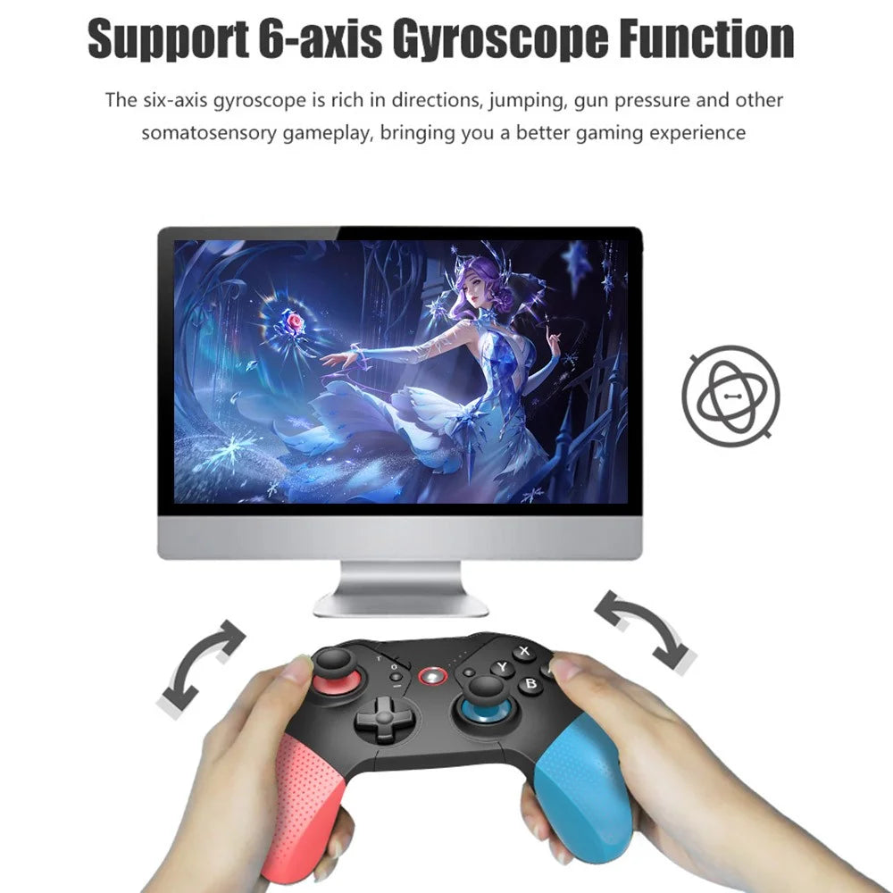 SW531 Wireless Gaming Controller for Nintendo Switch , Bluetooth-compatible Gamepad with LED Light - Red+Black+Blue - 4