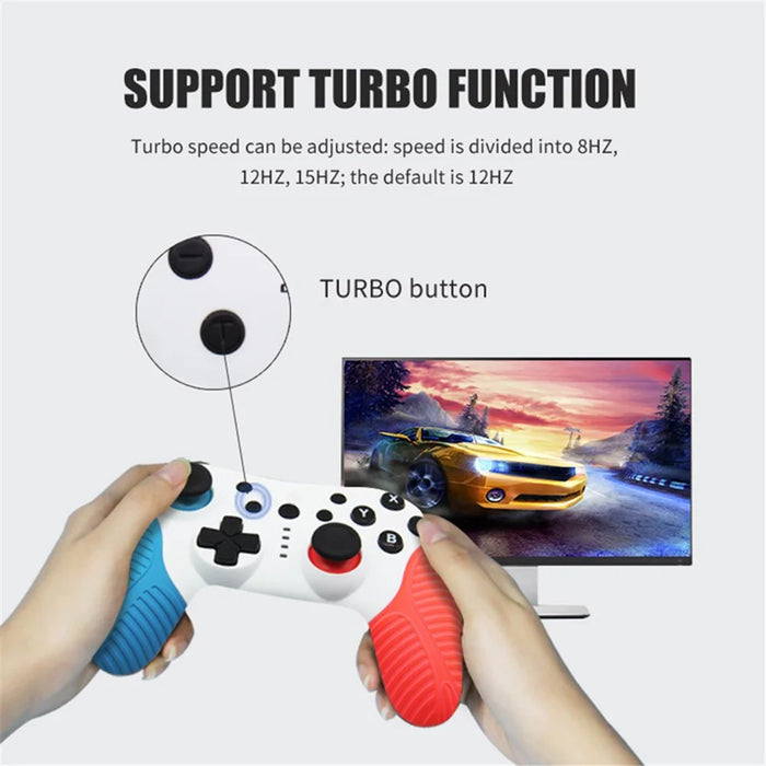 HS-SW510 Wireless Controller for Nintendo Switch , Bluetooth-compatible Multi-Platform Gamepad Joystick with Turbo Function - Red+Blue - 4