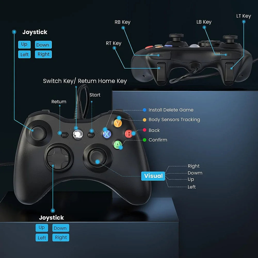 8610 Wired Gamepad for 360 Console Game Controller Compatible with PC Windows - 7