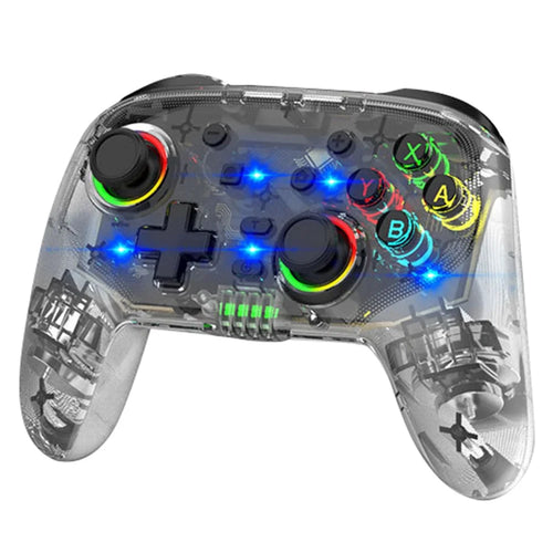 S09 Six Axis Vibration Bluetooth-compatible Controller TURBO Comb Wireless Gamepad with Dazzling Light for E-Sports - Transparent - 1
