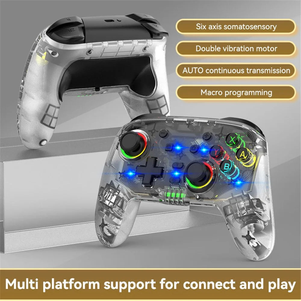 S09 Six Axis Vibration Bluetooth-compatible Controller TURBO Comb Wireless Gamepad with Dazzling Light for E-Sports - Transparent - 2