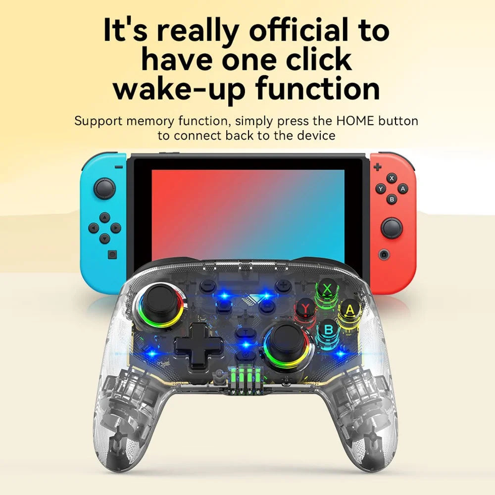 S09 Six Axis Vibration Bluetooth-compatible Controller TURBO Comb Wireless Gamepad with Dazzling Light for E-Sports - Transparent - 3