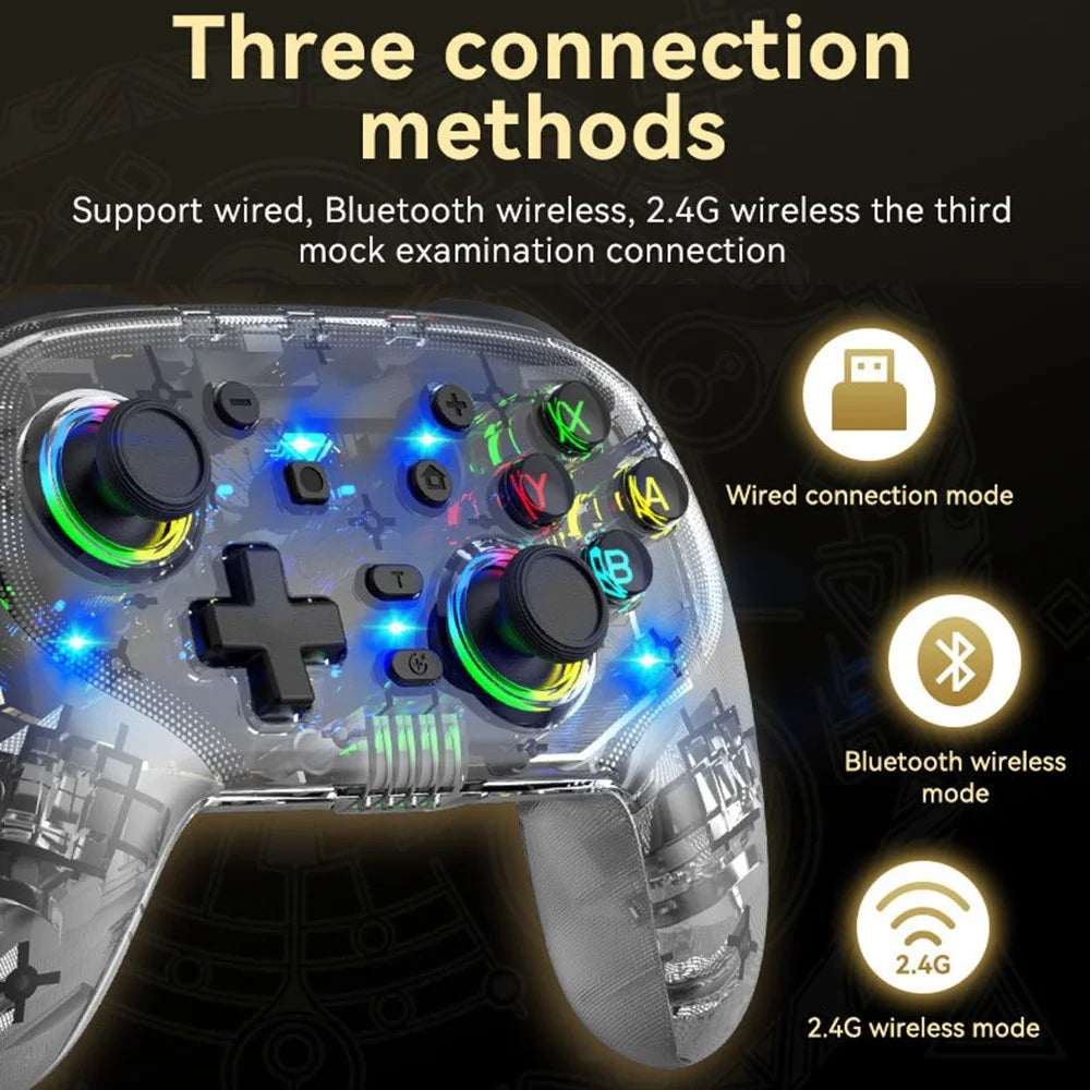 S09 Six Axis Vibration Bluetooth-compatible Controller TURBO Comb Wireless Gamepad with Dazzling Light for E-Sports - Transparent - 4