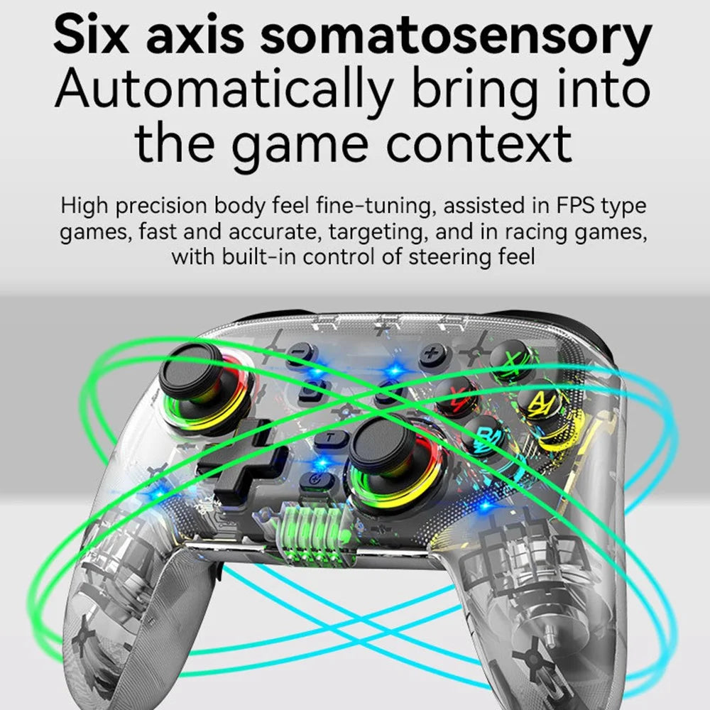 S09 Six Axis Vibration Bluetooth-compatible Controller TURBO Comb Wireless Gamepad with Dazzling Light for E-Sports - Transparent - 6