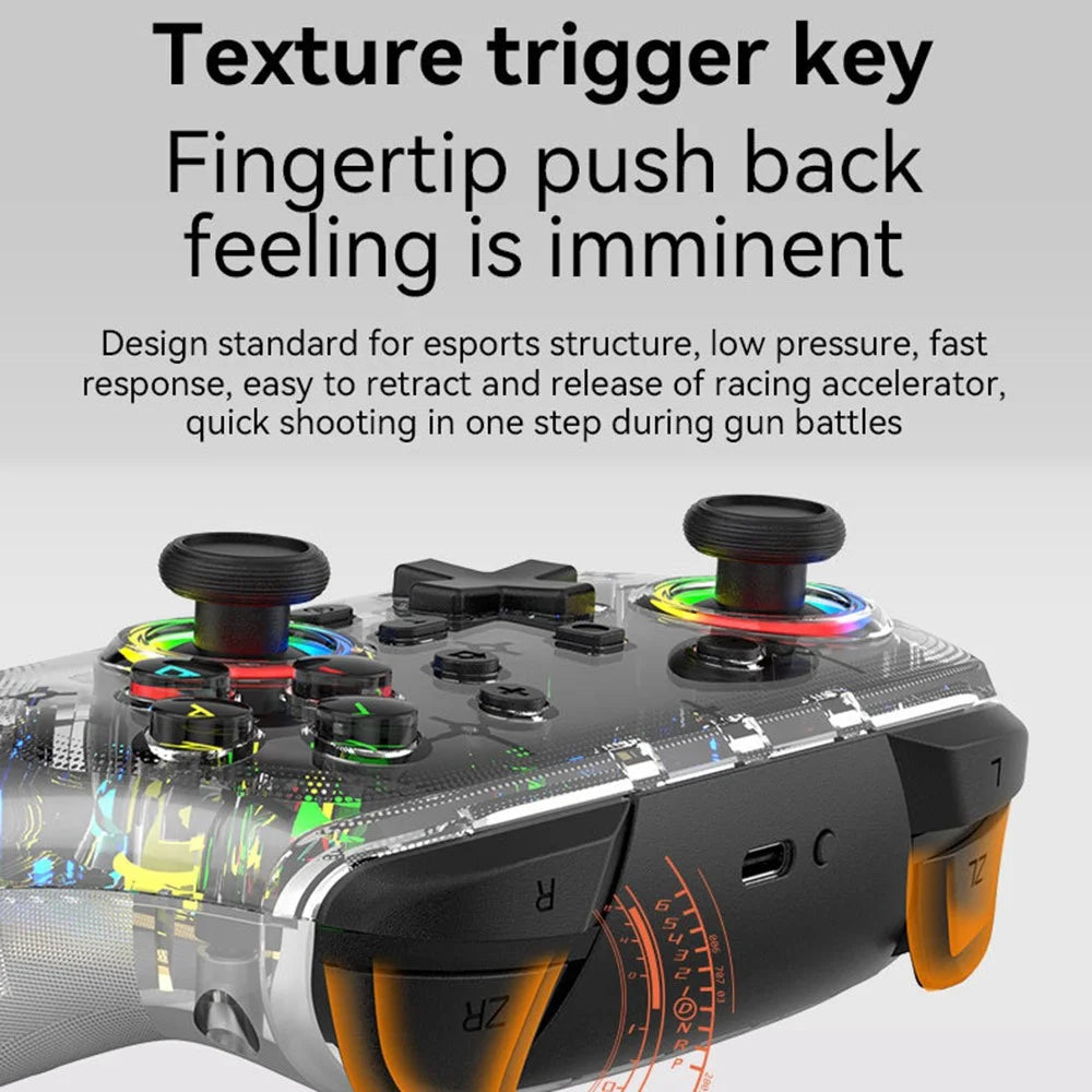 S09 Six Axis Vibration Bluetooth-compatible Controller TURBO Comb Wireless Gamepad with Dazzling Light for E-Sports - Transparent - 7