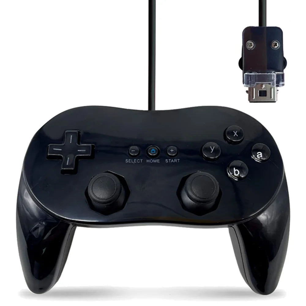 8553 Gamepad for Nintendo Wii, WiiU Game Console Wired Controller with 1.1m Cable - Black - 1