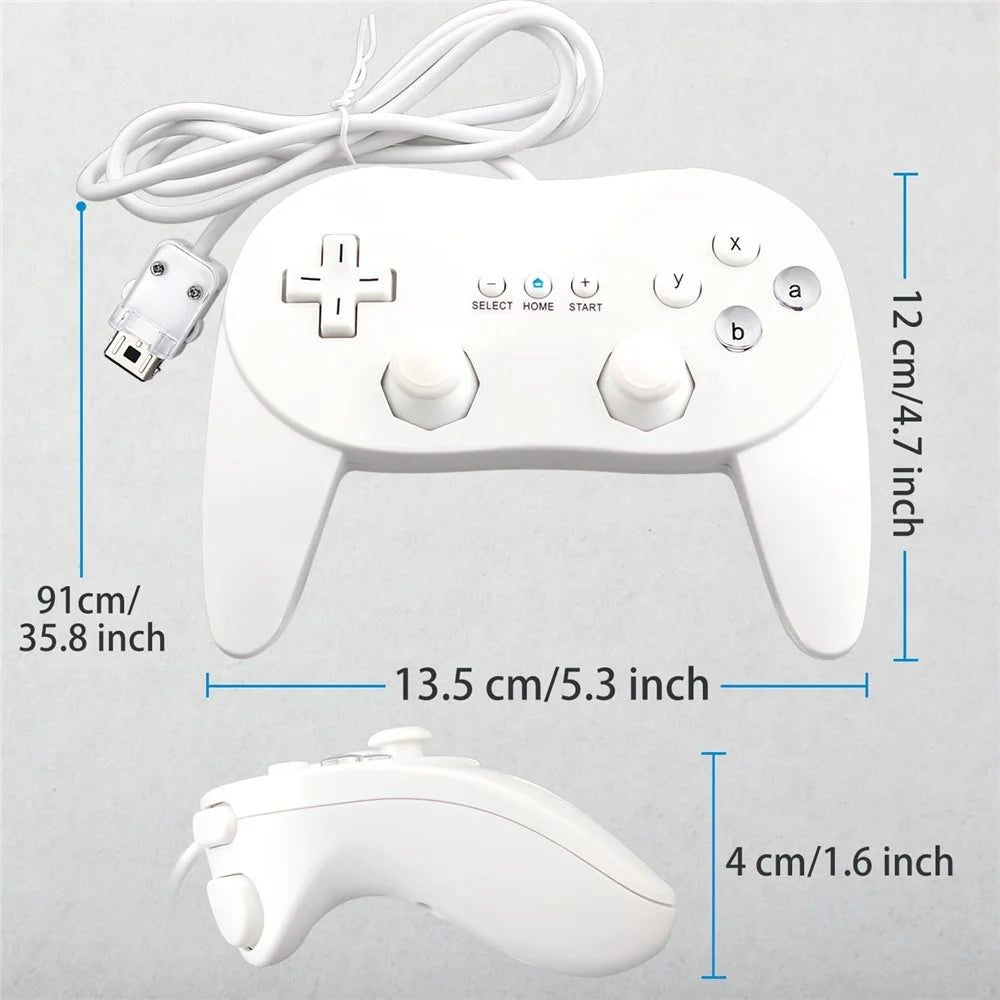 8553 Gamepad for Nintendo Wii, WiiU Game Console Wired Controller with 1.1m Cable - Black - 6