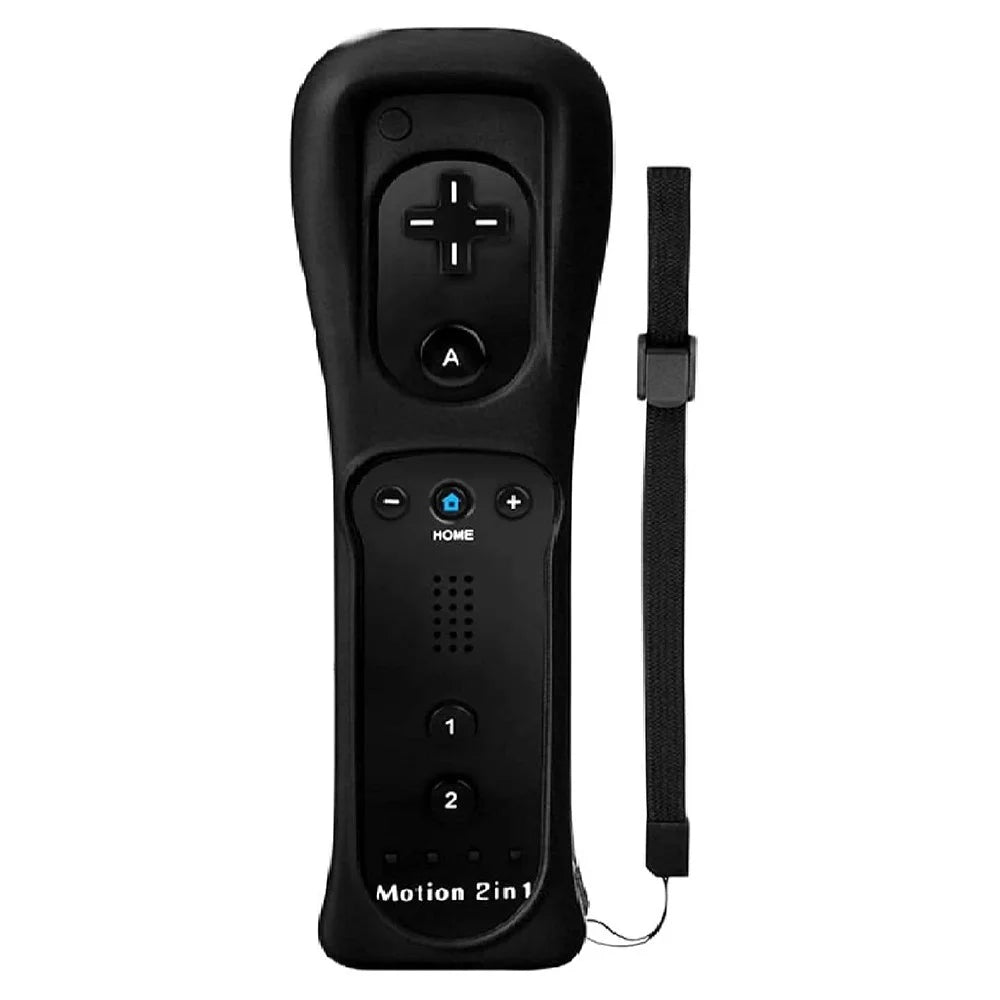 8512 Compatible with Nintendo Wii Remote Controller Motion 2-in-1 Wireless Gamepad with Silicone Case, Strap - Black - 1