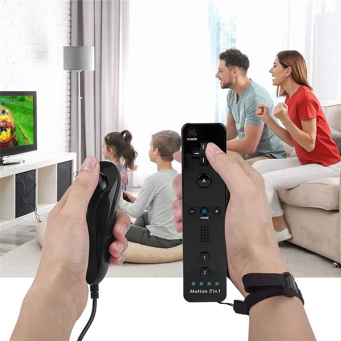 8512 Compatible with Nintendo Wii Remote Controller Motion 2-in-1 Wireless Gamepad with Silicone Case, Strap - Black - 2