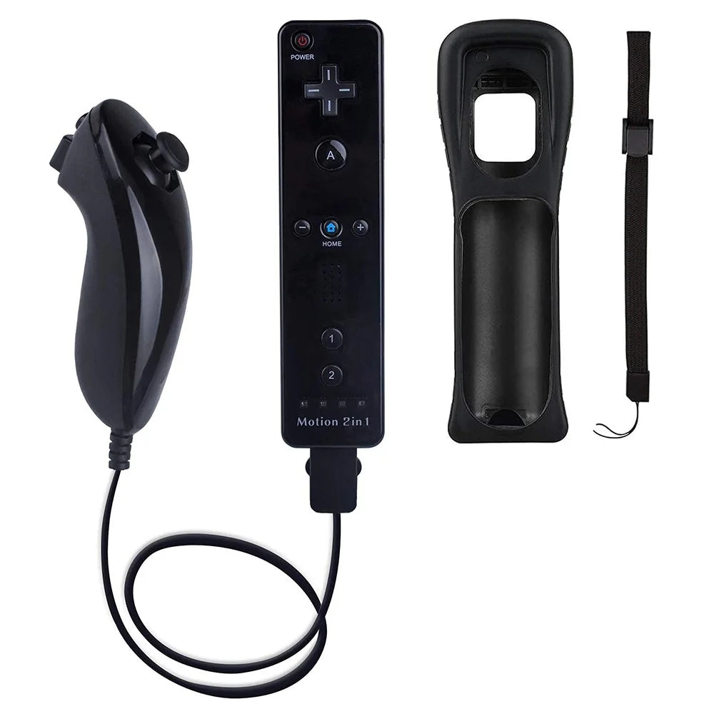 8512 For Wii U / Wii Console Remote Controller Game Wireless Handle Grip Built-In Motion Plus - Black - 1