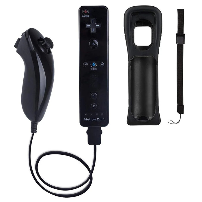 8512 For Wii U / Wii Console Remote Controller Game Wireless Handle Grip Built-In Motion Plus - Black - 1