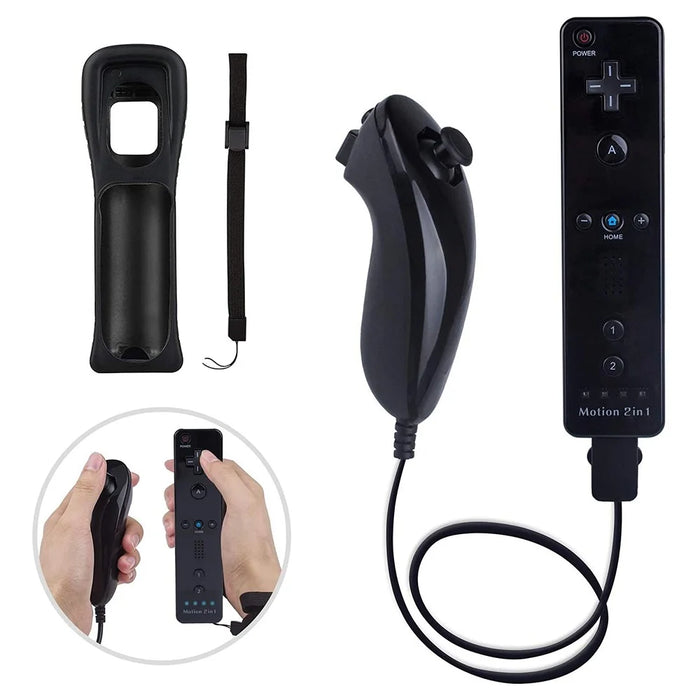 8512 For Wii U / Wii Console Remote Controller Game Wireless Handle Grip Built-In Motion Plus - Black - 2