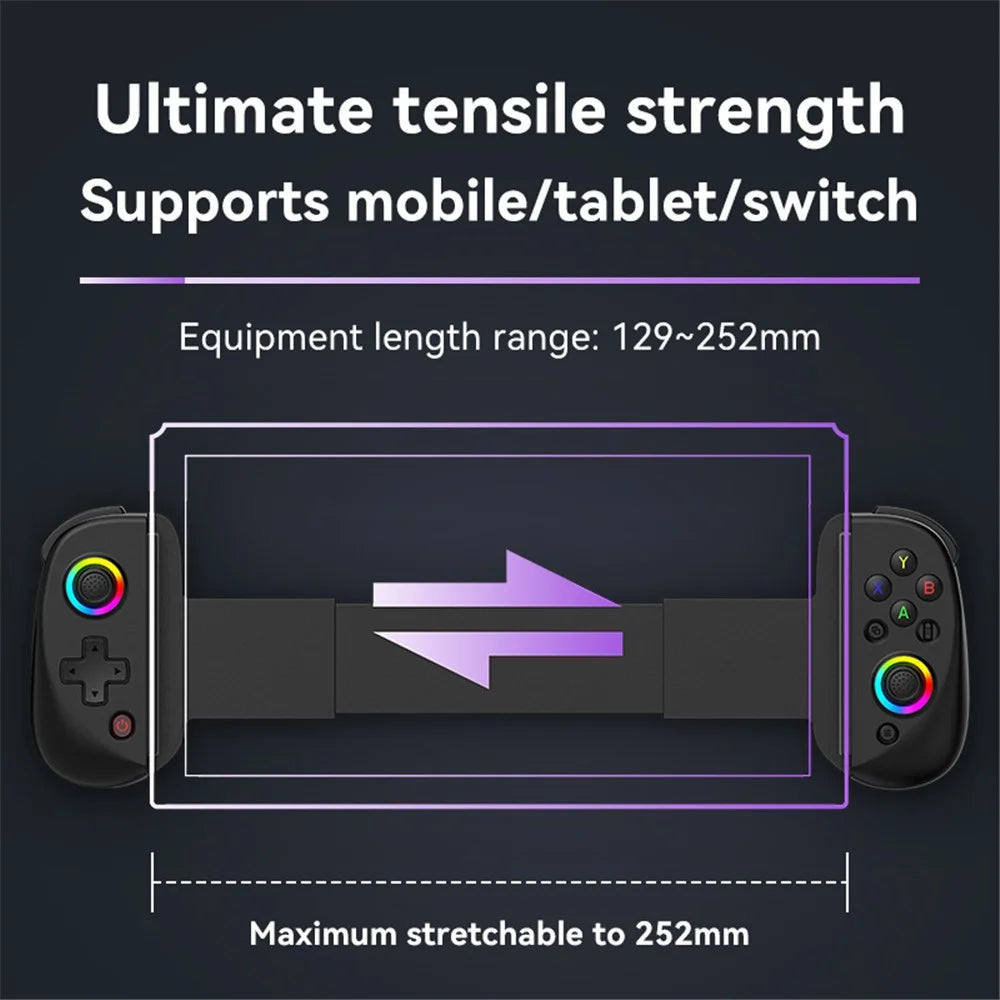 D8 Cell Phones Stretchable Controller Wireless Bluetooth-compatible Gamepad with RGB Light for PS3, PS4, Nintendo Switch - Black - 6