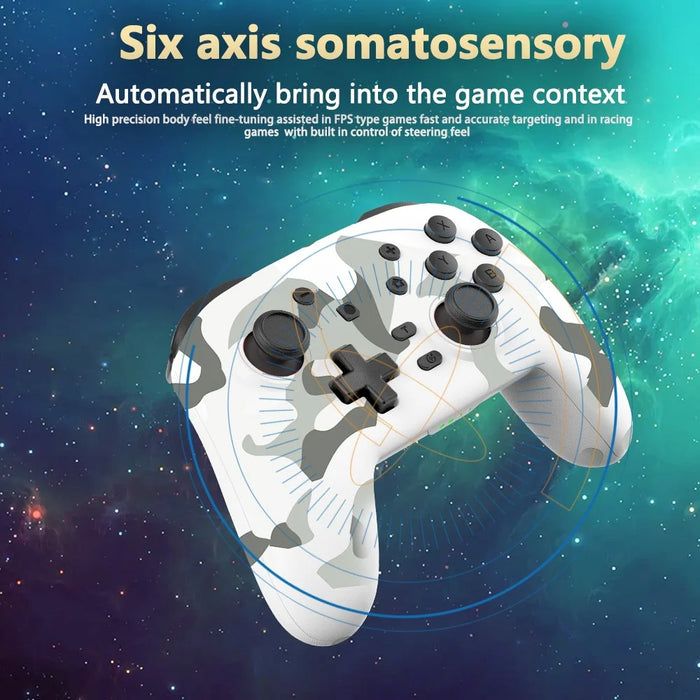 S07 Six Axis Vibration Bluetooth-compatible Controller for E-Sports TURBO Function Wireless Gamepad - Camo White - 3