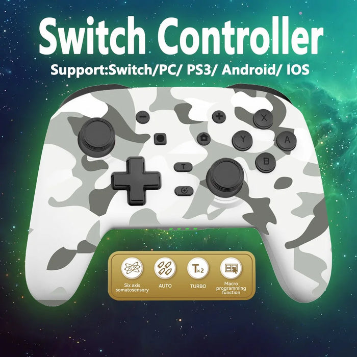 S07 Six Axis Vibration Bluetooth-compatible Controller for E-Sports TURBO Function Wireless Gamepad - Camo White - 4