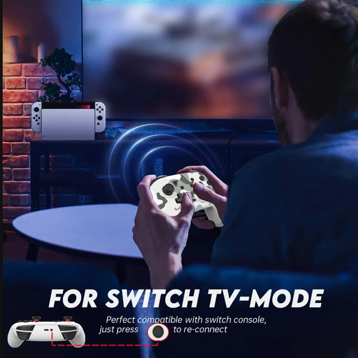 S07 Six Axis Vibration Bluetooth-compatible Controller for E-Sports TURBO Function Wireless Gamepad - Camo White - 5