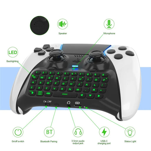 JYS P5172 For Sony PS5 DualSense Edge Controller Wireless Bluetooth-compatible External Keyboard Portable Gamepad Keyboard - Black - 2