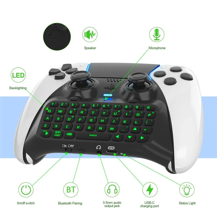 JYS P5172 For Sony PS5 DualSense Edge Controller Wireless Bluetooth-compatible External Keyboard Portable Gamepad Keyboard - Black - 2