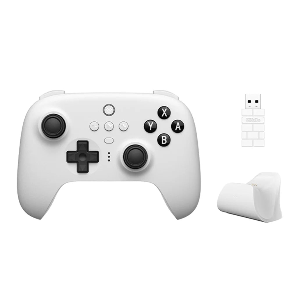 8BITDO Ultimate Bluetooth-compatible Controller with Charging Dock Wireless Gamepad Compatible with Nintendo Switch, Steam Deck - White - 1