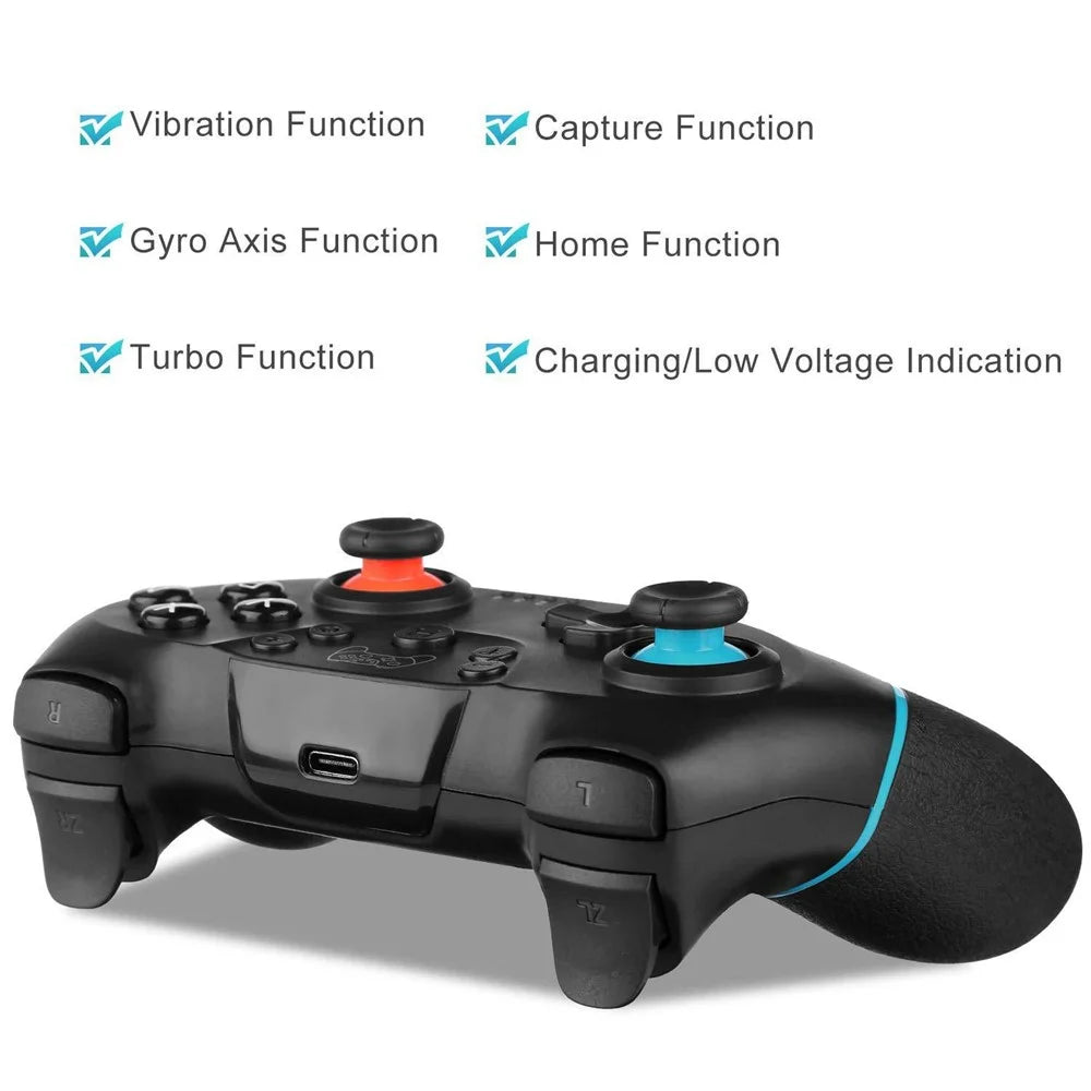 SW001+ Wireless Bluetooth-compatible Controller for Nintendo Switch Gamepad with Vibration, 6-Axis Motion Sensor - Black - 3