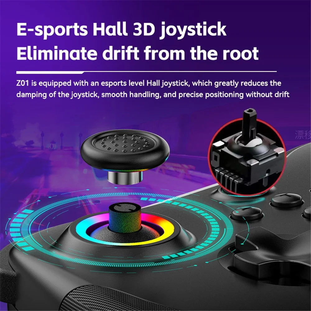 Z01 Wireless Bluetooth-compatible Controller for Nintendo Switch, Android, iOS, PC Gamepad with Hall Effect Triggers - Black - 3