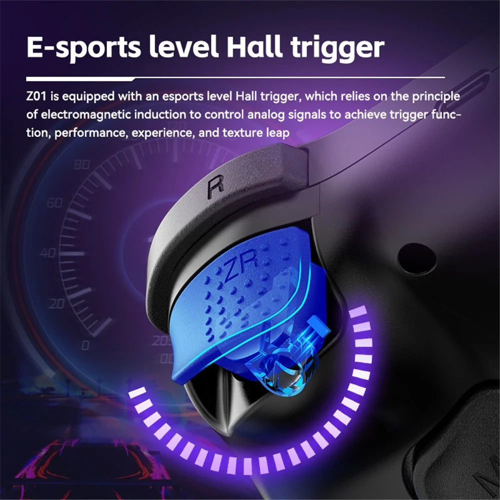 Z01 Wireless Bluetooth-compatible Controller for Nintendo Switch, Android, iOS, PC Gamepad with Hall Effect Triggers - Black - 4
