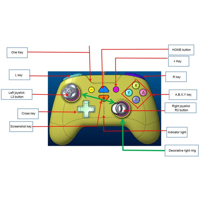 TOPWOLF Wireless Bluetooth-compatible Game Controller with RGB Lights for Nintendo Switch / PC / iOS / Android - 6