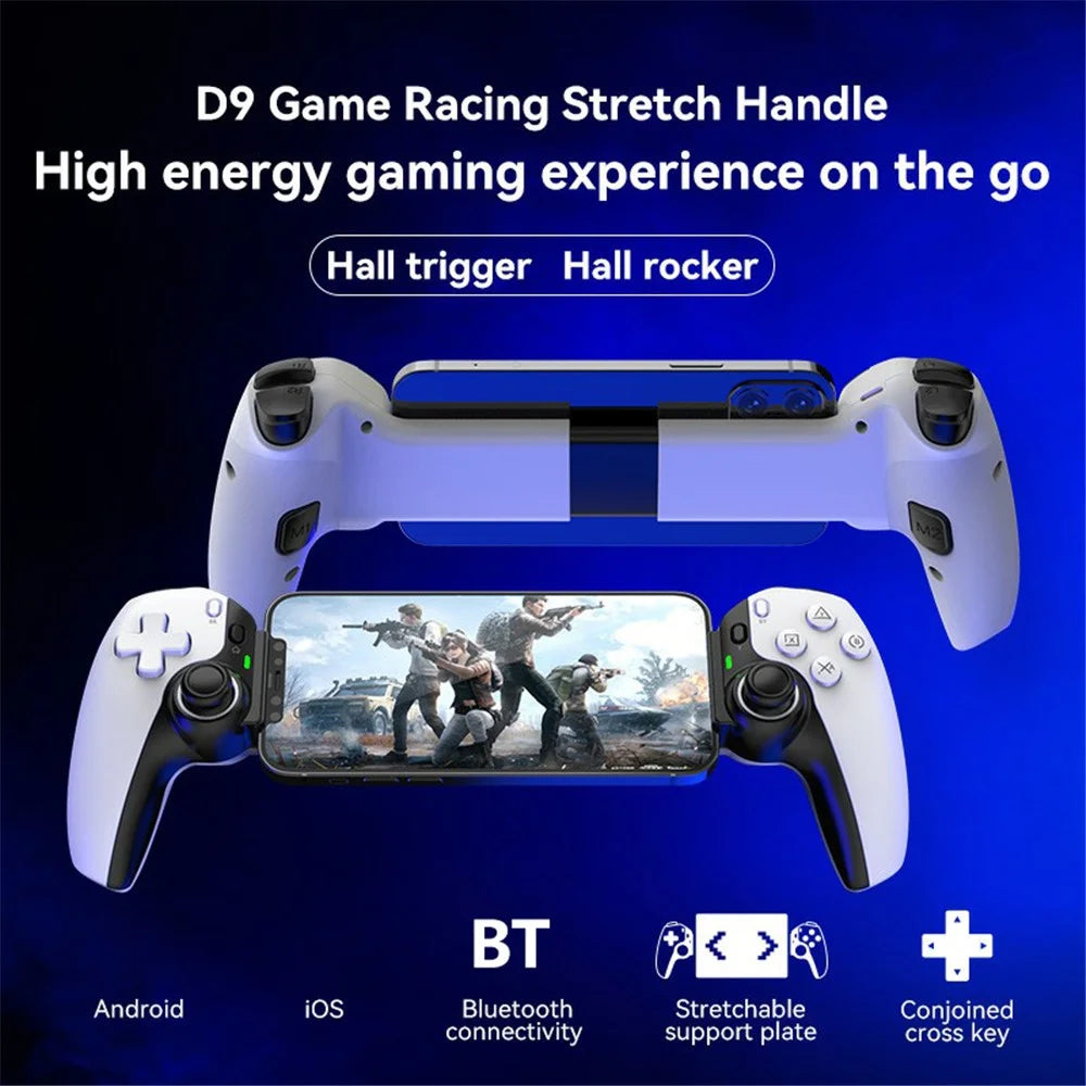 D9 Retractable Wireless Game Controller for Nintendo Switch Tablet Phone - White - 3