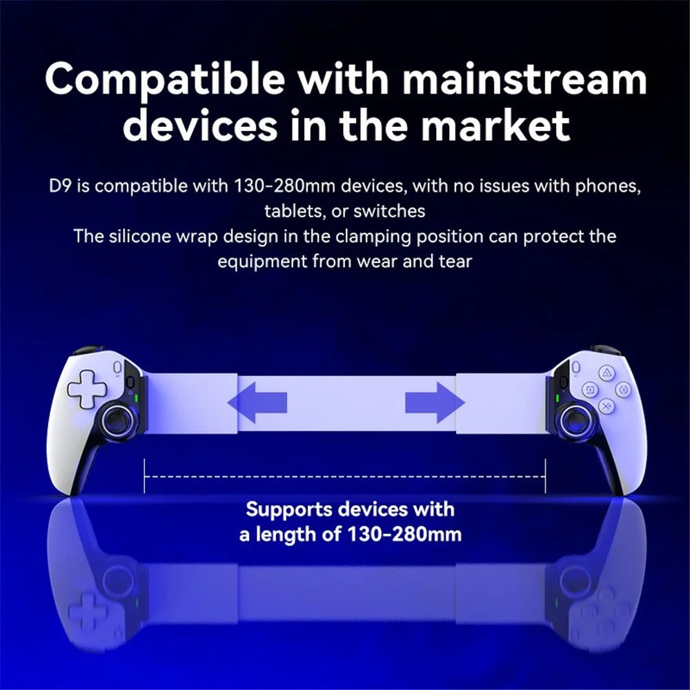D9 Retractable Wireless Game Controller for Nintendo Switch Tablet Phone - White - 6