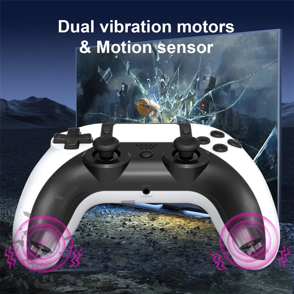 TOPWOLF HS-PS4252 For PS4 Bluetooth-compatible Controller PC Programmable Dual Vibration Gamepad - Black  /  White - 5
