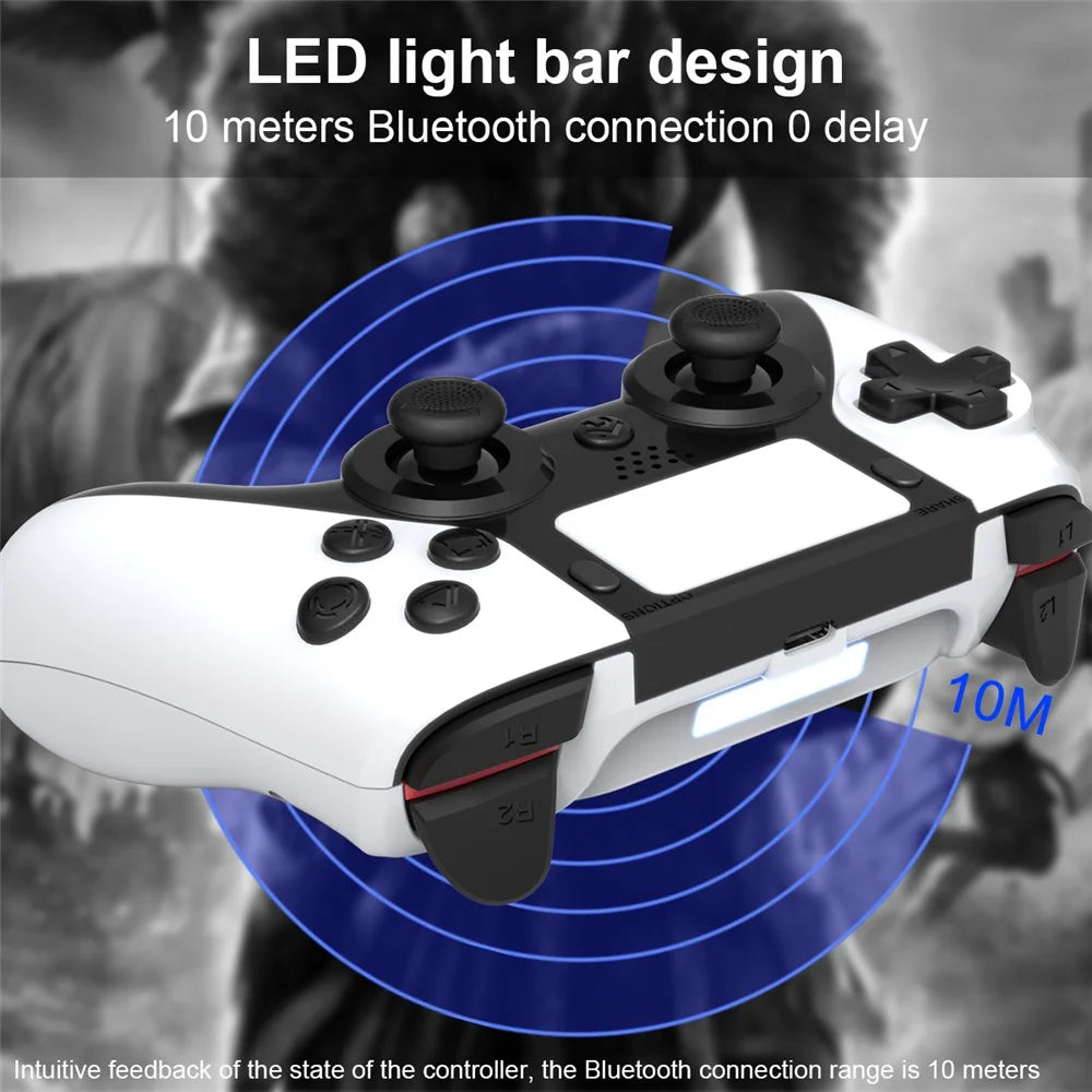 TOPWOLF HS-PS4252 For PS4 Bluetooth-compatible Controller PC Programmable Dual Vibration Gamepad - Black  /  White - 7