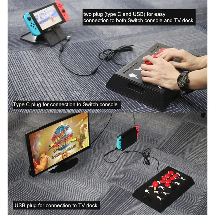 JYS Arcade Combat Stick Joystick Game Controller for PC X-input/Nintendo Switch - 7