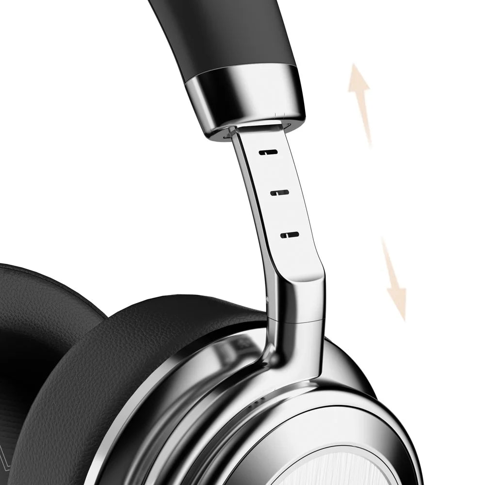CR-9 Metal Retro Over-Ear Wireless Headset Bluetooth-compatible 5.4 HiFi Music Gaming Headphone - Silver+Black - 2