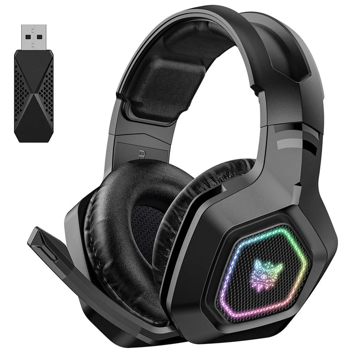 ONIKUMA B100 2.4G Wireless / Bluetooth-compatible 5.3 / Wired Over-ear Headset RGB Light E-sports Gaming Headphone - Black - 1