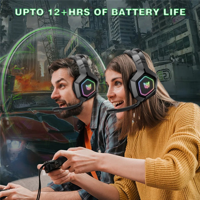 ONIKUMA B100 2.4G Wireless / Bluetooth-compatible 5.3 / Wired Over-ear Headset RGB Light E-sports Gaming Headphone - Black - 4
