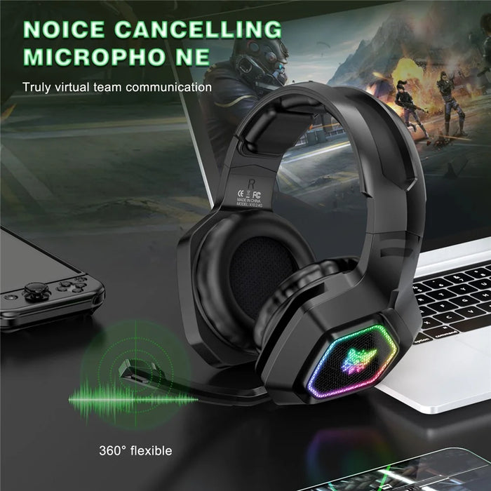ONIKUMA B100 2.4G Wireless / Bluetooth-compatible 5.3 / Wired Over-ear Headset RGB Light E-sports Gaming Headphone - Black - 5