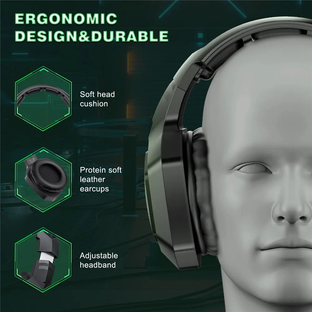 ONIKUMA B100 2.4G Wireless / Bluetooth-compatible 5.3 / Wired Over-ear Headset RGB Light E-sports Gaming Headphone - Black - 6