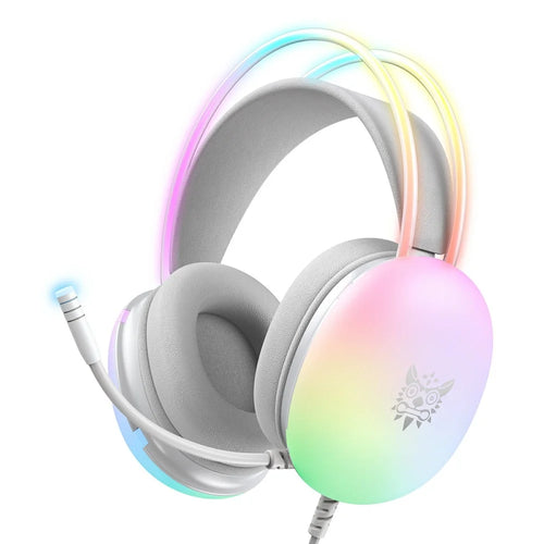 ONIKUMA X25 3.5mm+USB Wired Over-Ear E-Sports Headphone Girls Gaming Headset with RGB Light - White - 1