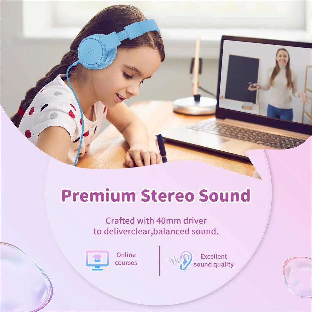 WIWU KTD-01 Foldable Wired Headset Kids Portable Headphone Music Earphone for Children - Blue - 6