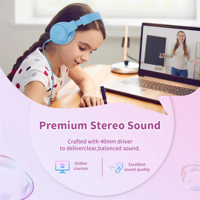 WIWU KTD-01 Foldable Wired Headset Kids Portable Headphone Music Earphone for Children - Blue - 6