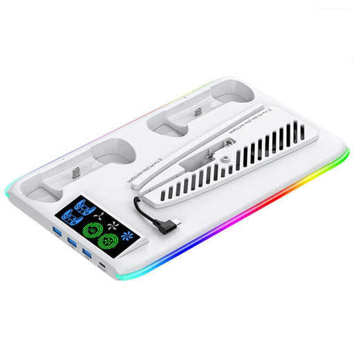 OIVO IV-P5364 Charging Station for Sony Playstation 5 / PS5 Slim RGB Cooling Station with Dual Controller Charger - 1