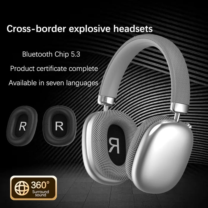 P959 Over-Ear Headphone Wireless Bluetooth-compatible Gaming Headset Earphone for iPhone - Silver - 4